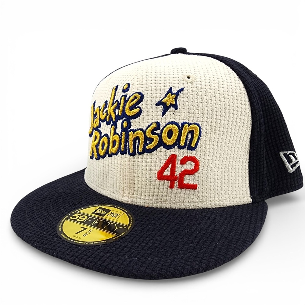 Jackie Robinson 42 Hat New Era 59Fifty Thermal Waffle Knit Fitted Size 7 5/8 NEW